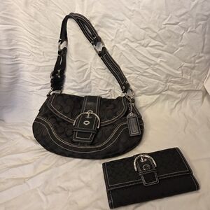 Black Coach Women's Bag and Wallet Set